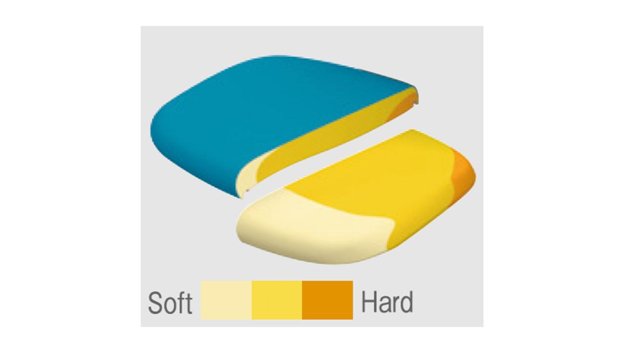 オカムラのオフィスチェアの異硬度クッション図解