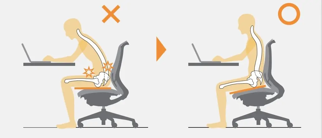 前傾チルトを使うことで、背骨のS字カーブを維持しやすい